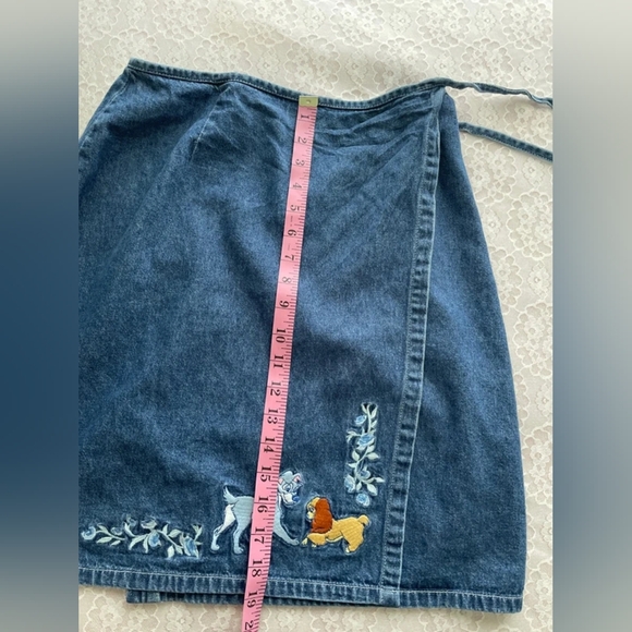 Embroidered Denim Wrap Skirt - Blue - Picture 6 of 6